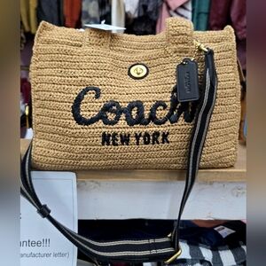 Coach Tan Straw Shoulder Bag